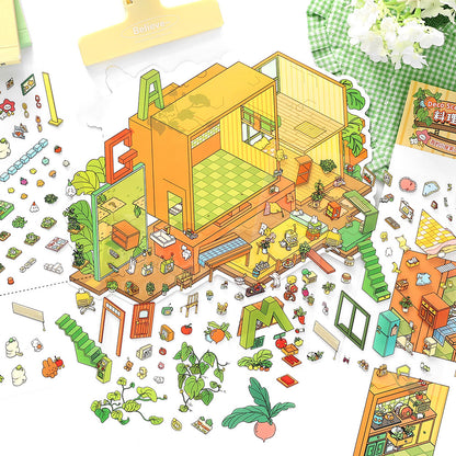 Moje Małe Domki 8.0 | Naklejki Scen, 3D Miniatury Scen, Naklejki DIY do Zmniejszania Stresu, Naklejki do Tworzenia Scen, Naklejki DIY