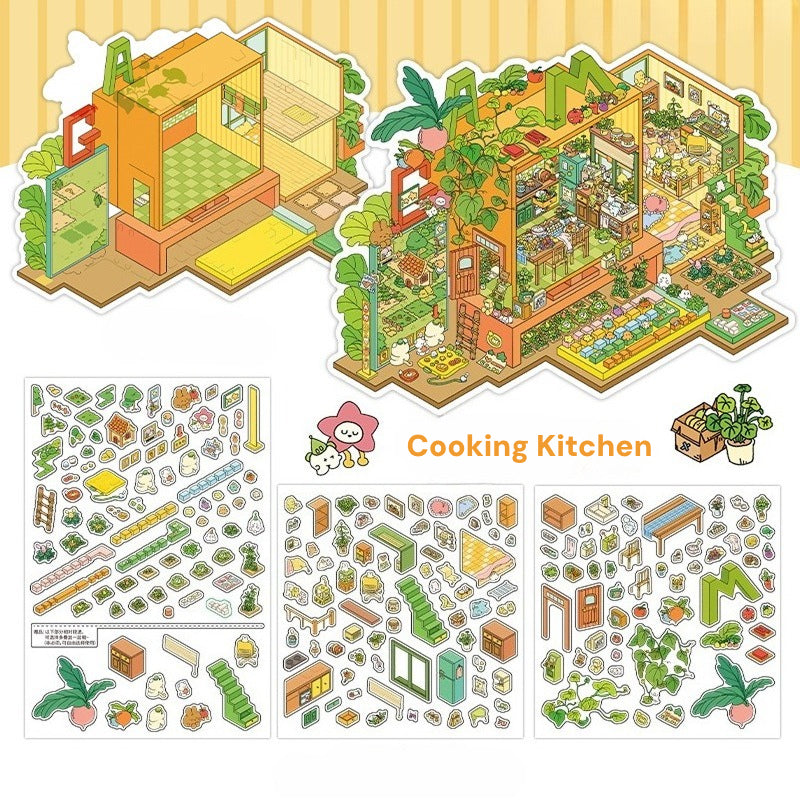 Moje Małe Domki 8.0 | Naklejki Scen, 3D Miniatury Scen, Naklejki DIY do Zmniejszania Stresu, Naklejki do Tworzenia Scen, Naklejki DIY