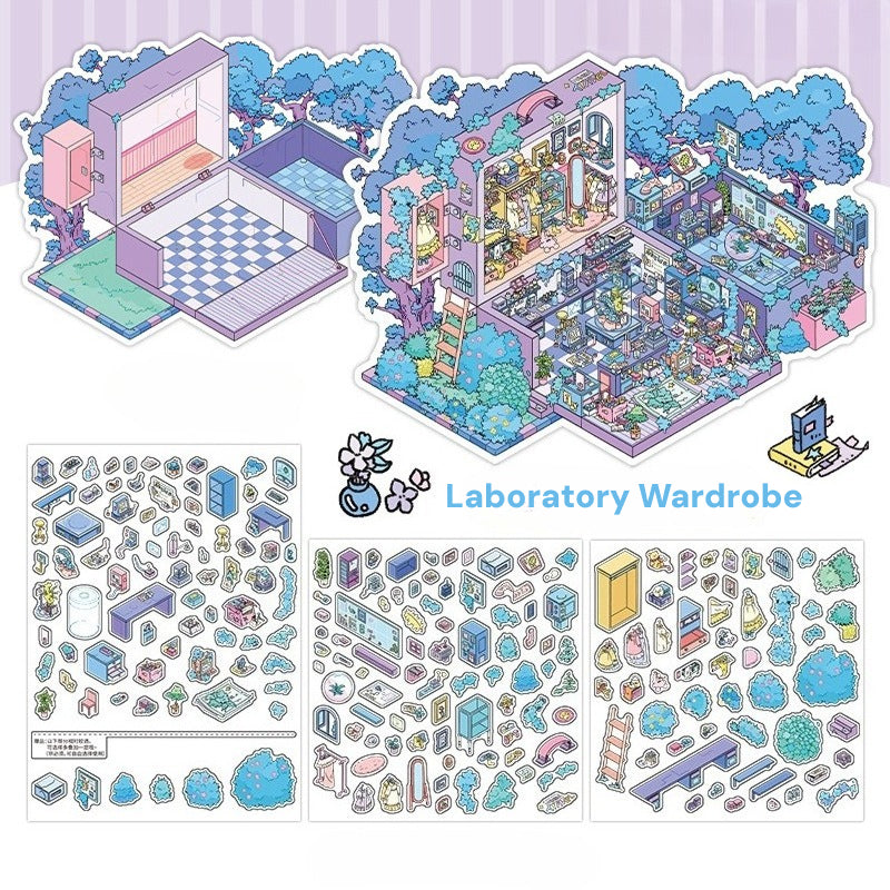 Moje Małe Domki 8.0 | Naklejki Scen, 3D Miniatury Scen, Naklejki DIY do Zmniejszania Stresu, Naklejki do Tworzenia Scen, Naklejki DIY