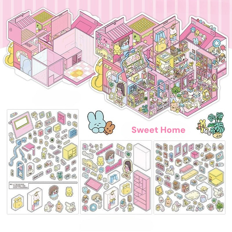 Moje Małe Domki 8.0 | Naklejki Scen, 3D Miniatury Scen, Naklejki DIY do Zmniejszania Stresu, Naklejki do Tworzenia Scen, Naklejki DIY