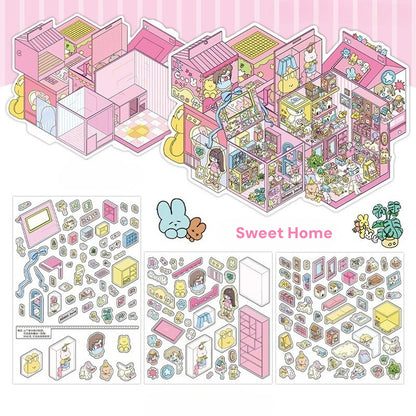 Moje Małe Domki 8.0 | Naklejki Scen, 3D Miniatury Scen, Naklejki DIY do Zmniejszania Stresu, Naklejki do Tworzenia Scen, Naklejki DIY