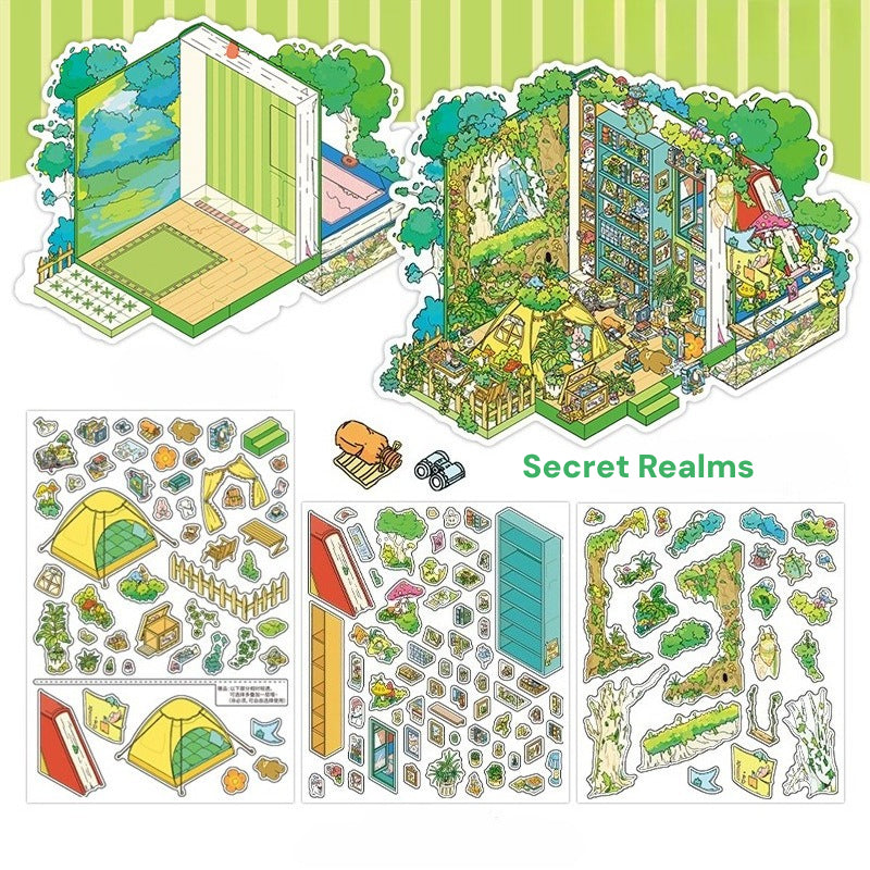 Moje Małe Domki 8.0 | Naklejki Scen, 3D Miniatury Scen, Naklejki DIY do Zmniejszania Stresu, Naklejki do Tworzenia Scen, Naklejki DIY