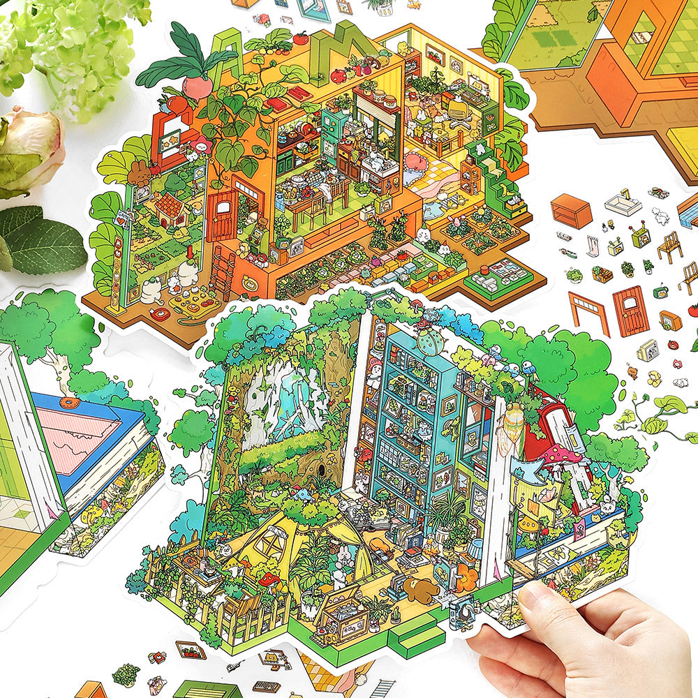 Moje Małe Domki 8.0 | Naklejki Scen, 3D Miniatury Scen, Naklejki DIY do Zmniejszania Stresu, Naklejki do Tworzenia Scen, Naklejki DIY