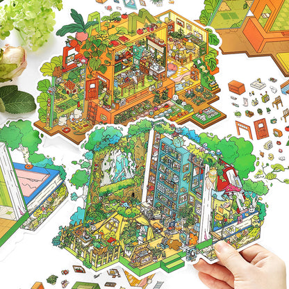 Moje Małe Domki 8.0 | Naklejki Scen, 3D Miniatury Scen, Naklejki DIY do Zmniejszania Stresu, Naklejki do Tworzenia Scen, Naklejki DIY