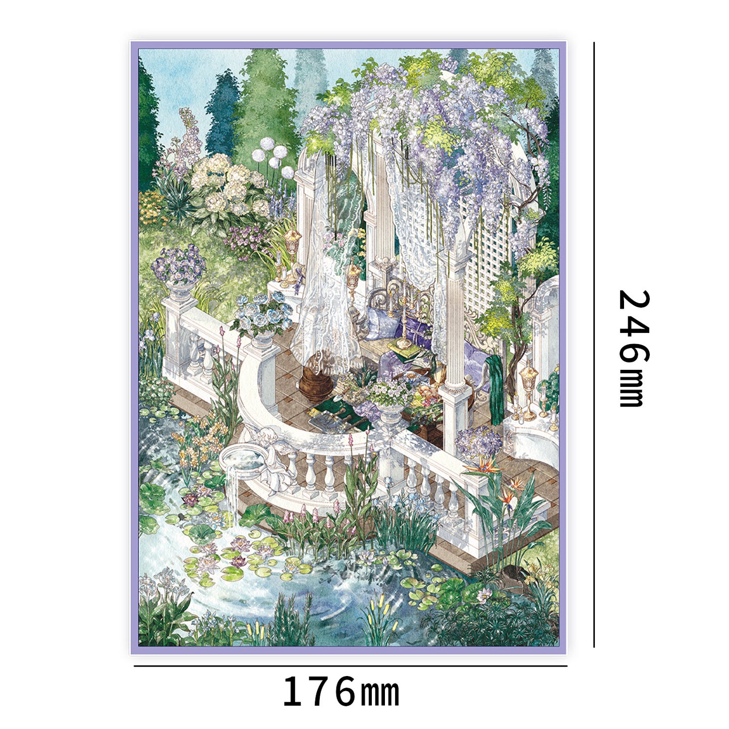 Wisteria Garden | Laser Light Effect | Big Size | Scene Garden 27.0 Series | Sticker Scene, 3D Miniature Scene Stickers, Stress-Relief DIY Stickers, Scene-Setting Stickers, DIY Stickers