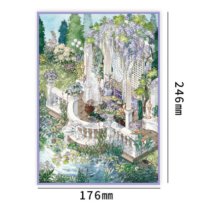 Wisteria Garden | Laser Light Effect | Big Size | Scene Garden 27.0 Series | Sticker Scene, 3D Miniature Scene Stickers, Stress-Relief DIY Stickers, Scene-Setting Stickers, DIY Stickers
