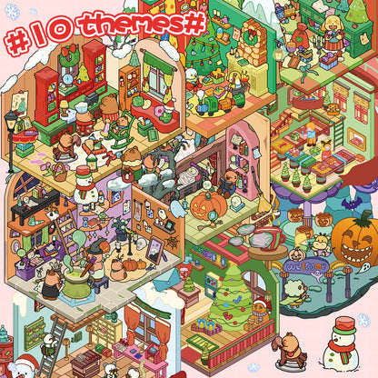 Thème de Noël | Collection Paysage Série 6.0 | Livre d'Autocollants, Scène Autocollante, Autocollants de Scène Miniature 3D, Autocollants DIY Anti-Stress, Autocollants de Mise en Scène, Livre d'Autocollants DIY