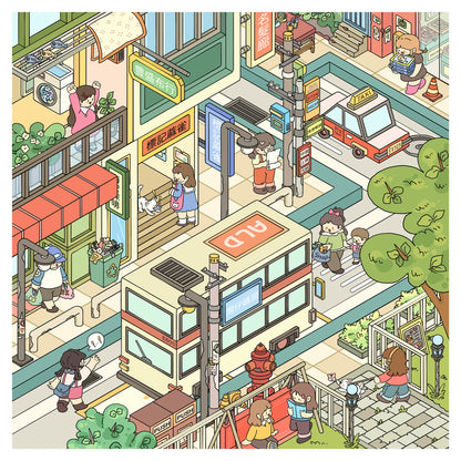 City Trip | Scene Time 16.0 Series, Sticker Scene, 3D Miniature Scene Stickers, Stress-Relief DIY Stickers, Scene-Setting Stickers, DIY Stickers