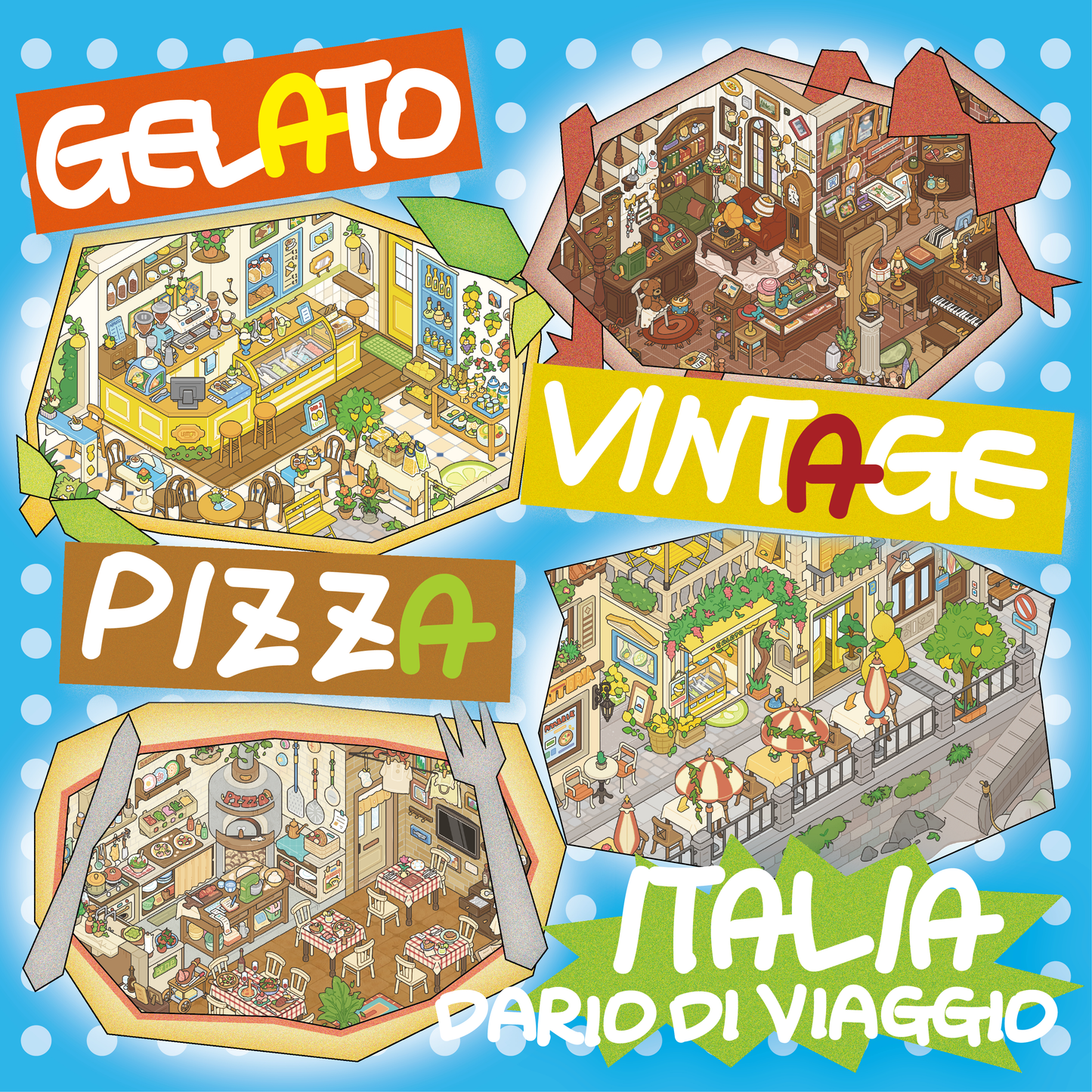 ITALIEN Thema | Pocket Scene Serie 22.0 | Sticker Szene, 3D Miniatur-Szenen-Sticker, Stressabbau DIY Sticker, Szenen-gestaltende Sticker, DIY Sticker