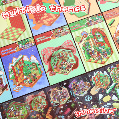 Thème de Noël | Collection Paysage Série 6.0 | Livre d'Autocollants, Scène Autocollante, Autocollants de Scène Miniature 3D, Autocollants DIY Anti-Stress, Autocollants de Mise en Scène, Livre d'Autocollants DIY