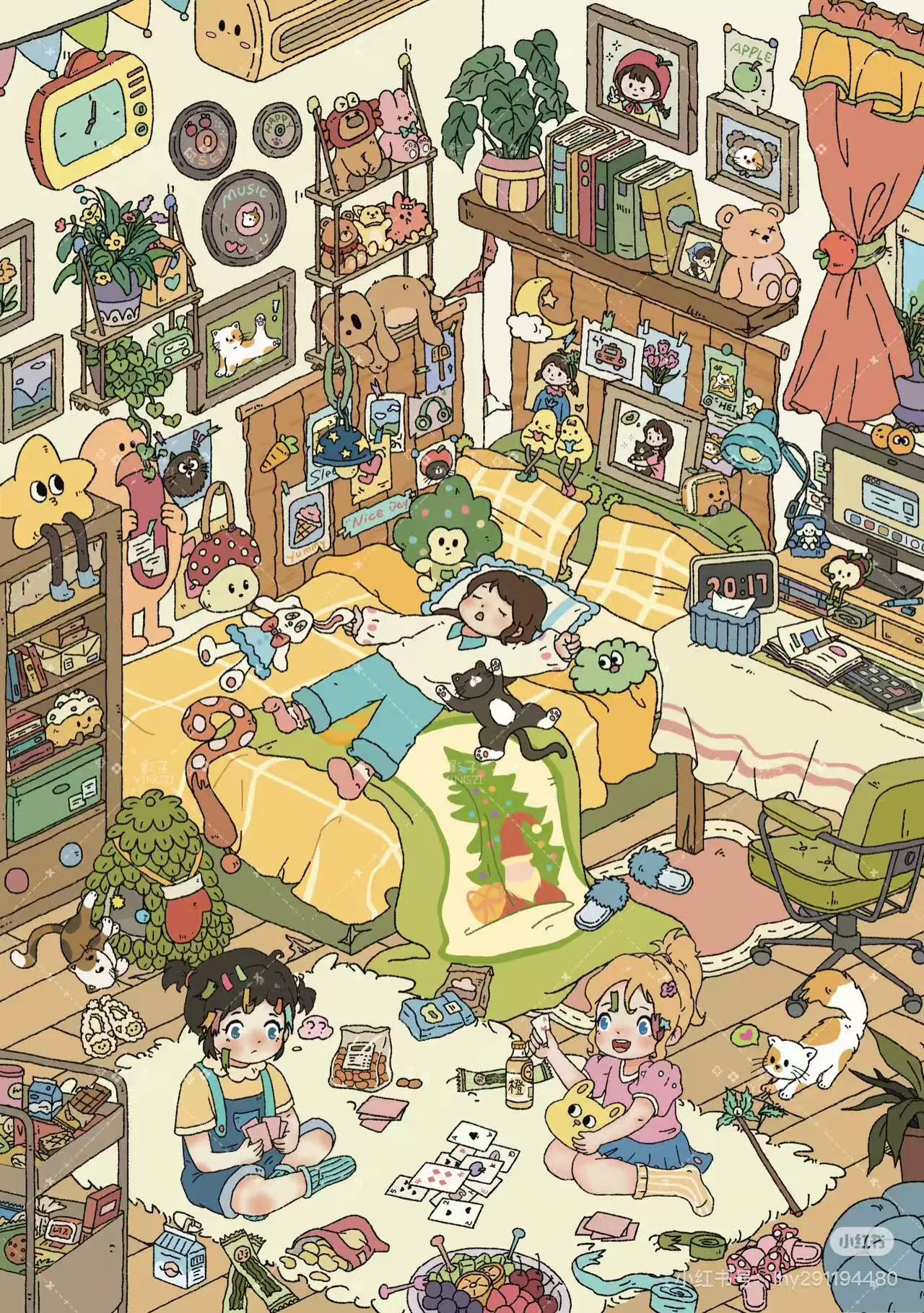 Rêverie de jeune fille | Série Scene Joy 12.0 | Scène en autocollants, Autocollants de scène miniature 3D, Autocollants DIY anti-stress, Autocollants de mise en scène, Autocollants DIY