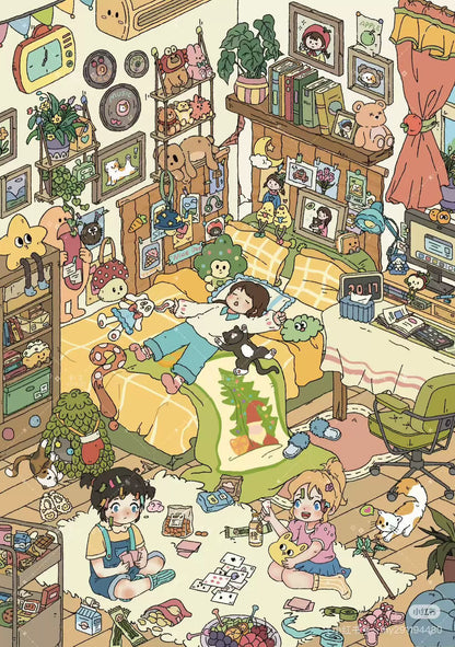 Rêverie de jeune fille | Série Scene Joy 12.0 | Scène en autocollants, Autocollants de scène miniature 3D, Autocollants DIY anti-stress, Autocollants de mise en scène, Autocollants DIY