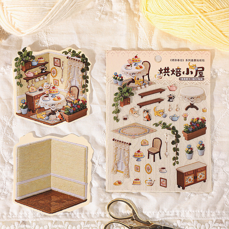 İşlemeli Tema | Sahne Bahçesi 19.0 Serisi | Sticker Sahne, 3D Minyatür Sahne Etiketleri, Stres Çözücü DIY Etiketler, Sahne Kurulum Etiketleri, DIY Etiketler