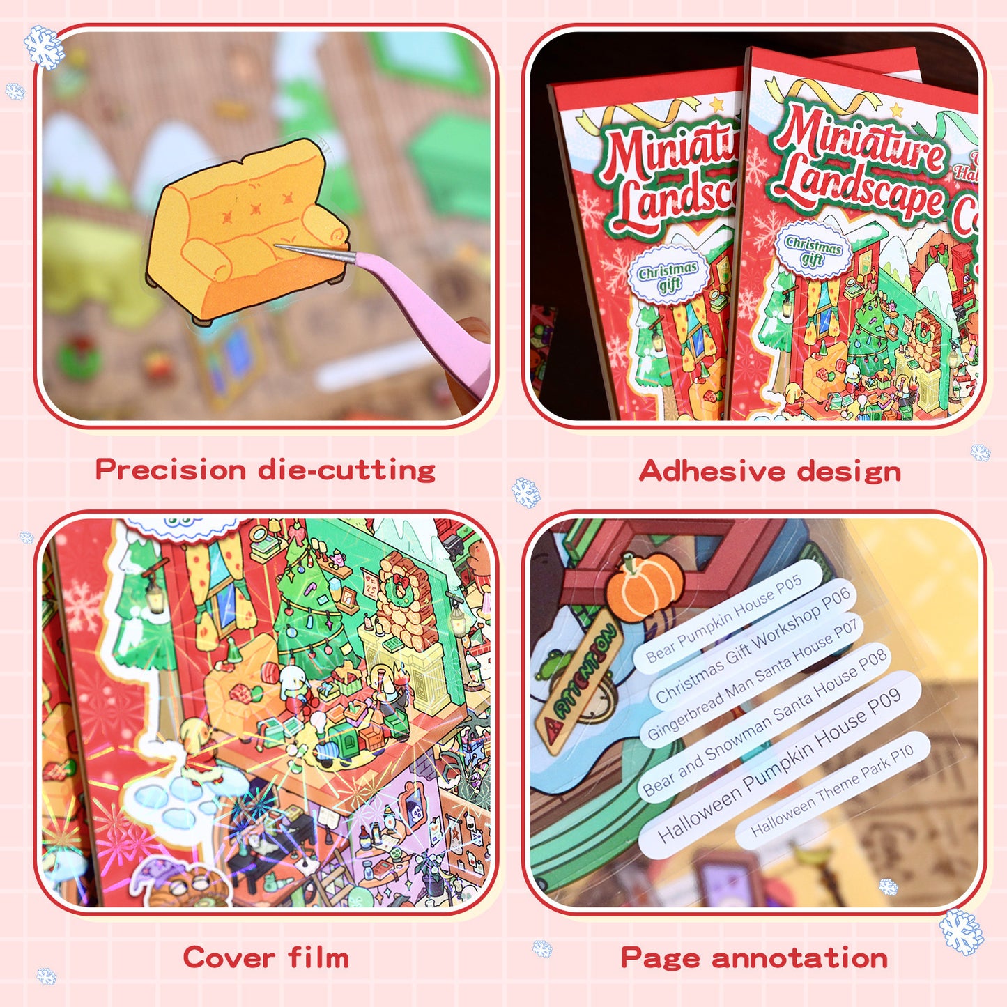 Thème de Noël | Collection Paysage Série 6.0 | Livre d'Autocollants, Scène Autocollante, Autocollants de Scène Miniature 3D, Autocollants DIY Anti-Stress, Autocollants de Mise en Scène, Livre d'Autocollants DIY