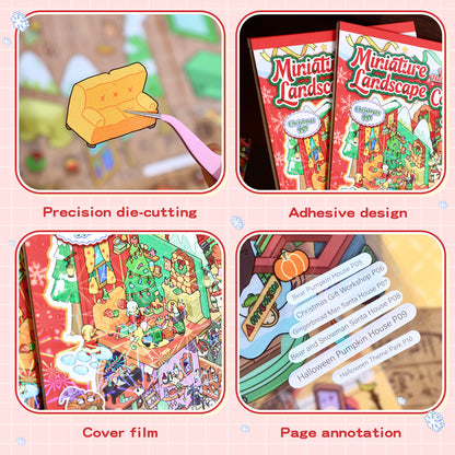 Thème de Noël | Collection Paysage Série 6.0 | Livre d'Autocollants, Scène Autocollante, Autocollants de Scène Miniature 3D, Autocollants DIY Anti-Stress, Autocollants de Mise en Scène, Livre d'Autocollants DIY