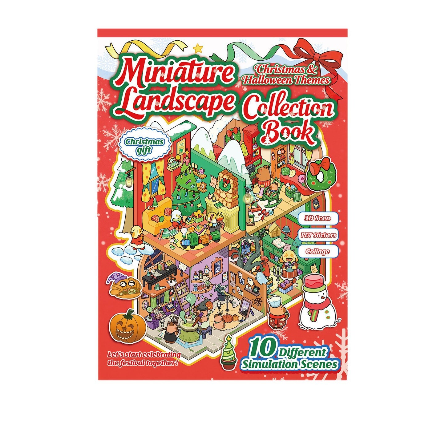 Thème de Noël | Collection Paysage Série 6.0 | Livre d'Autocollants, Scène Autocollante, Autocollants de Scène Miniature 3D, Autocollants DIY Anti-Stress, Autocollants de Mise en Scène, Livre d'Autocollants DIY