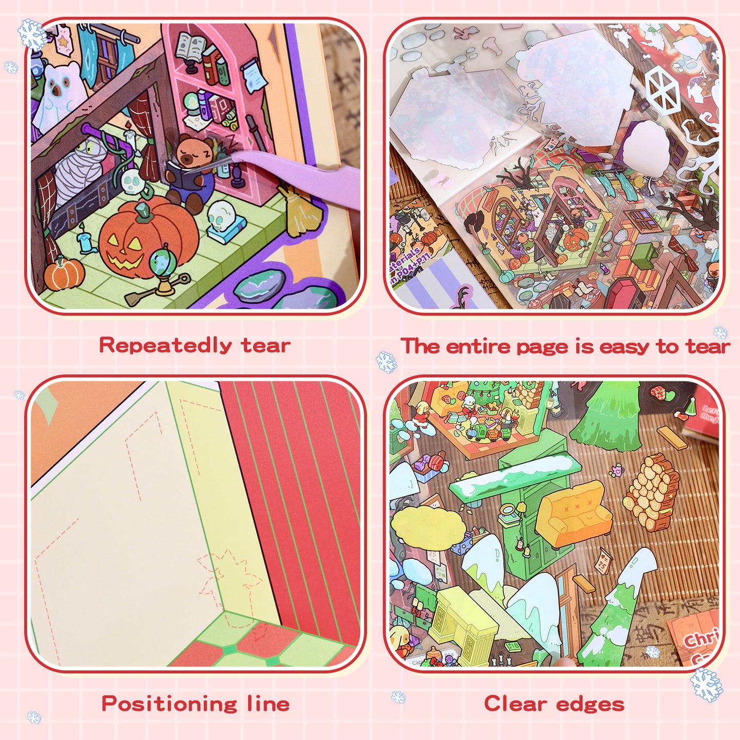 Thème de Noël | Collection Paysage Série 6.0 | Livre d'Autocollants, Scène Autocollante, Autocollants de Scène Miniature 3D, Autocollants DIY Anti-Stress, Autocollants de Mise en Scène, Livre d'Autocollants DIY