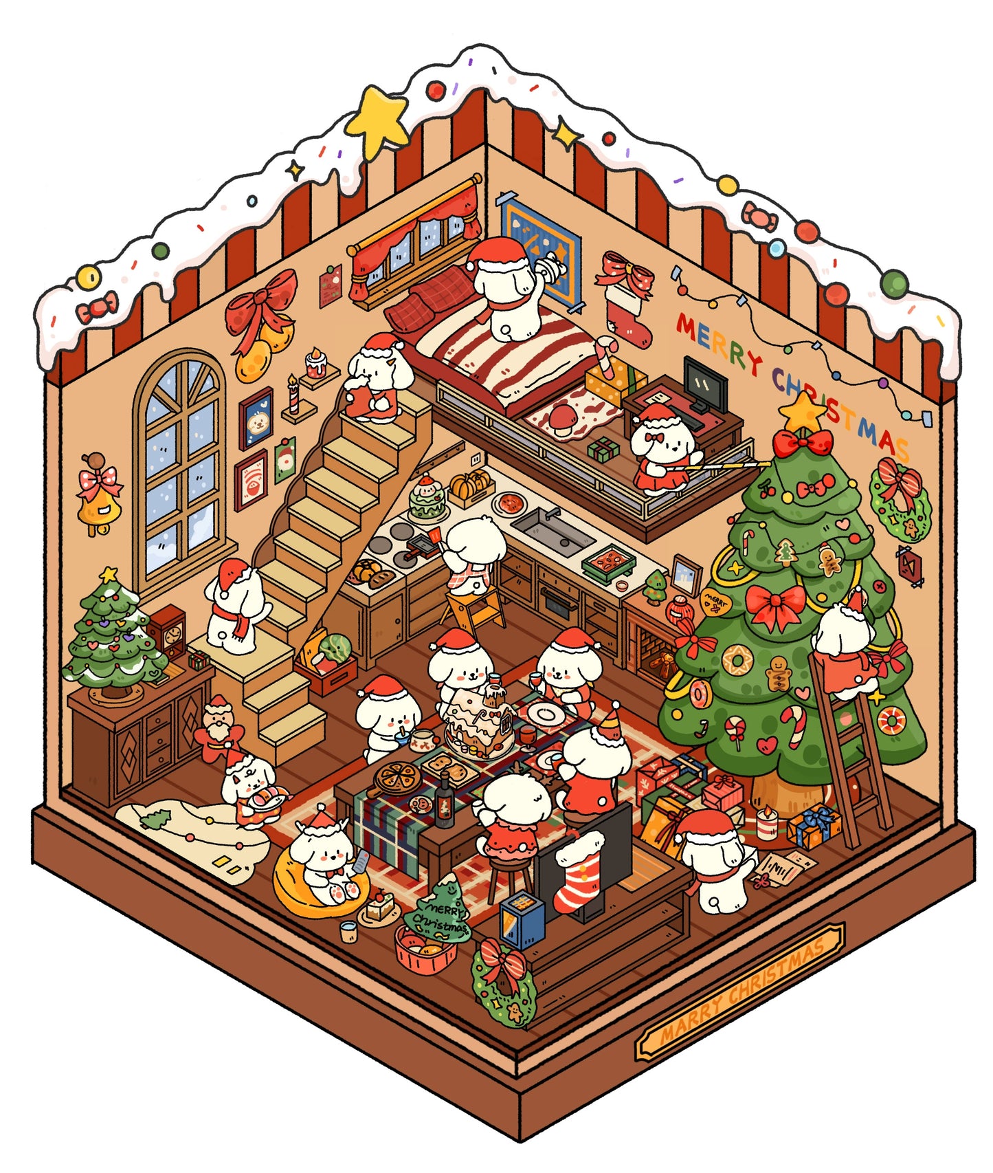 Christmas Theme | Scene Time 1.0 Series, Sticker Scene, 3D Miniature Scene Stickers, stress-relief DIY stickers, Scene-setting Stickers