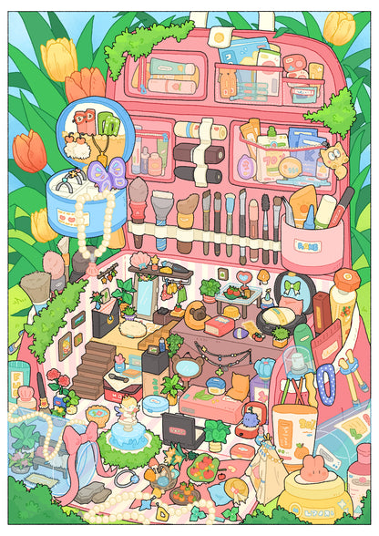 Seria Scene Time 18.0, Scena Naklejek, Naklejki 3D Miniatury Sceny, Naklejki DIY Łagodzące Stres, Naklejki Ustawiające Scenę, Naklejki DIY