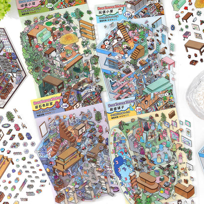 Serie Open Today 14.0 | Sticker Scene, Adesivi per Scenografie 3D in Miniatura, Adesivi Fai-da-Te per Alleviare lo Stress, Adesivi per Creare Scenari, Adesivi Fai-da-Te