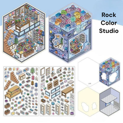 Serie Open Today 14.0 | Sticker Scene, Adesivi per Scenografie 3D in Miniatura, Adesivi Fai-da-Te per Alleviare lo Stress, Adesivi per Creare Scenari, Adesivi Fai-da-Te