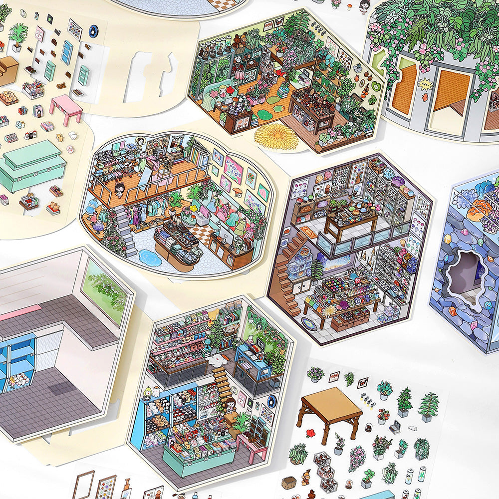 Serie Open Today 14.0 | Sticker Scene, Adesivi per Scenografie 3D in Miniatura, Adesivi Fai-da-Te per Alleviare lo Stress, Adesivi per Creare Scenari, Adesivi Fai-da-Te