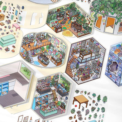 Serie Open Today 14.0 | Sticker Scene, Adesivi per Scenografie 3D in Miniatura, Adesivi Fai-da-Te per Alleviare lo Stress, Adesivi per Creare Scenari, Adesivi Fai-da-Te