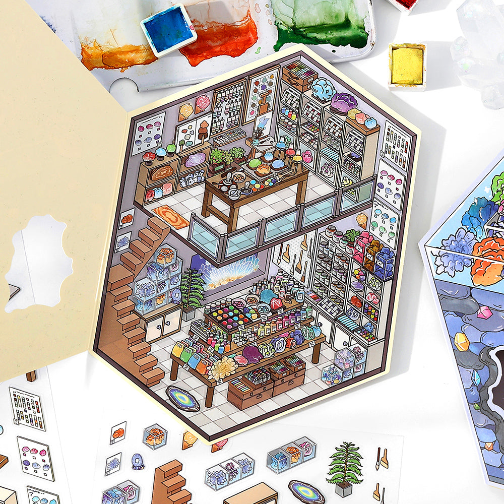 Serie Open Today 14.0 | Sticker Scene, Adesivi per Scenografie 3D in Miniatura, Adesivi Fai-da-Te per Alleviare lo Stress, Adesivi per Creare Scenari, Adesivi Fai-da-Te