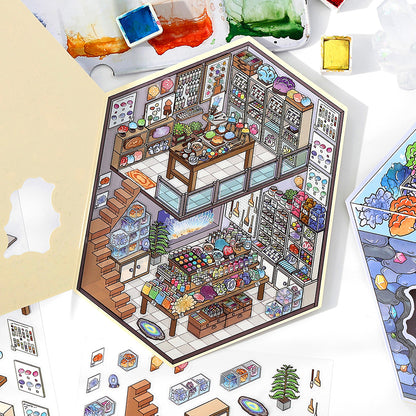 Serie Open Today 14.0 | Sticker Scene, Adesivi per Scenografie 3D in Miniatura, Adesivi Fai-da-Te per Alleviare lo Stress, Adesivi per Creare Scenari, Adesivi Fai-da-Te