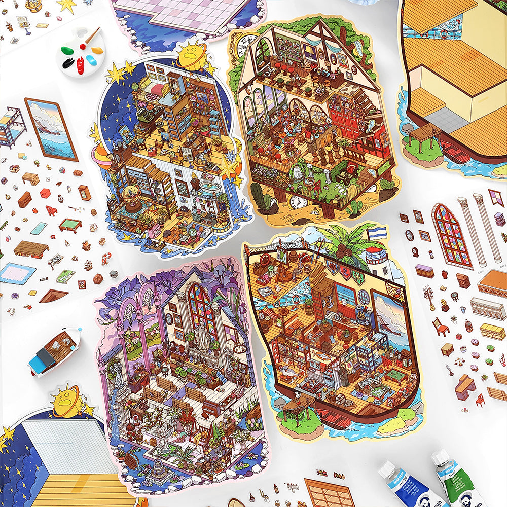 Scene More 10.0シリーズ、ステッカーシーン、3Dミニチュアシーンステッカー、ストレス解消DIYステッカー、シーン設定ステッカー、DIYステッカー