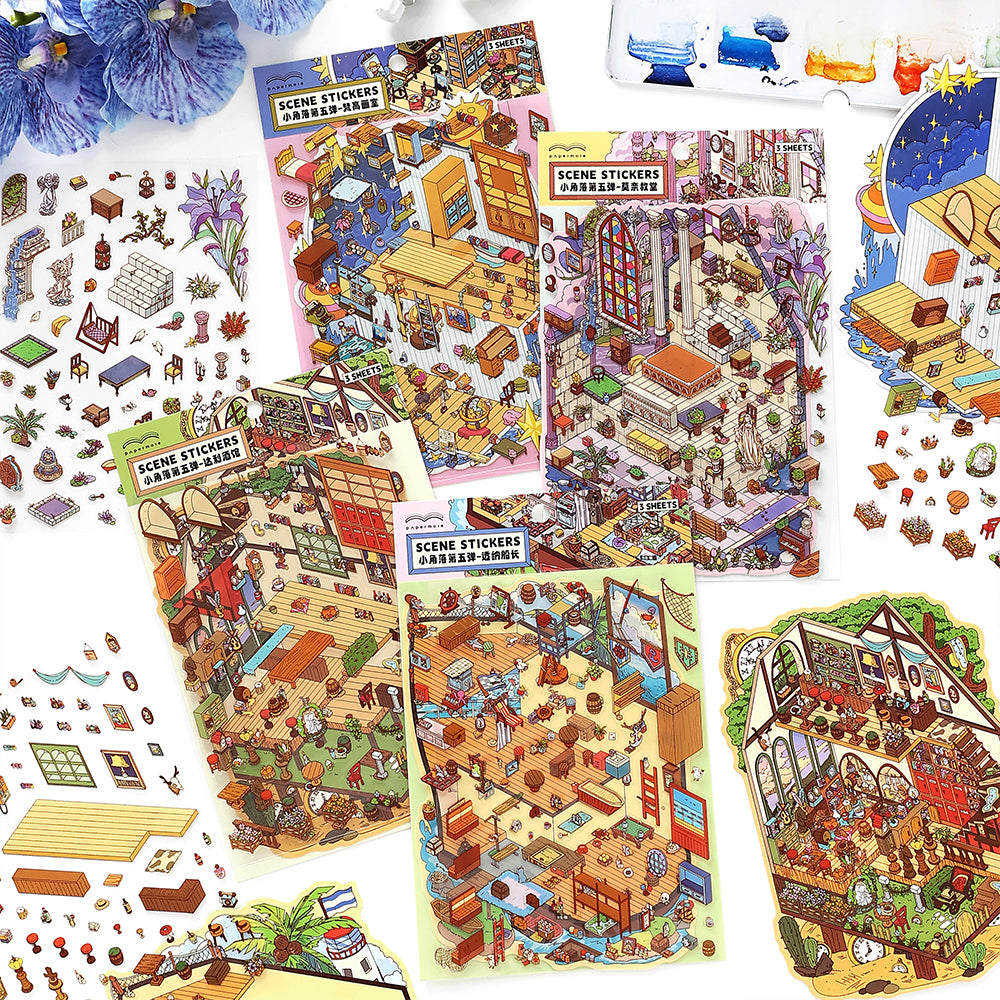 Scene More 10.0シリーズ、ステッカーシーン、3Dミニチュアシーンステッカー、ストレス解消DIYステッカー、シーン設定ステッカー、DIYステッカー
