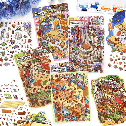 Scene More 10.0シリーズ、ステッカーシーン、3Dミニチュアシーンステッカー、ストレス解消DIYステッカー、シーン設定ステッカー、DIYステッカー