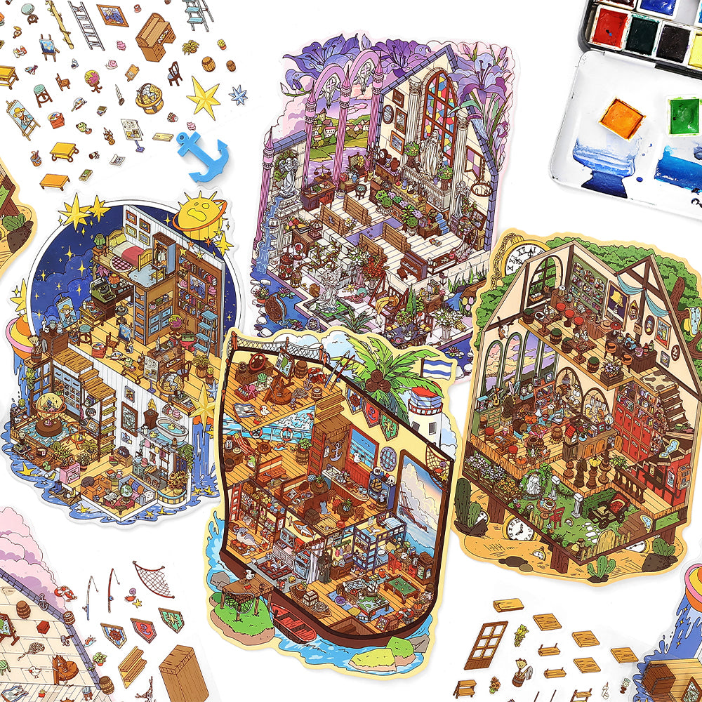 Scene More 10.0シリーズ、ステッカーシーン、3Dミニチュアシーンステッカー、ストレス解消DIYステッカー、シーン設定ステッカー、DIYステッカー