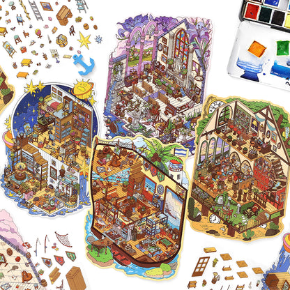 Scene More 10.0シリーズ、ステッカーシーン、3Dミニチュアシーンステッカー、ストレス解消DIYステッカー、シーン設定ステッカー、DIYステッカー