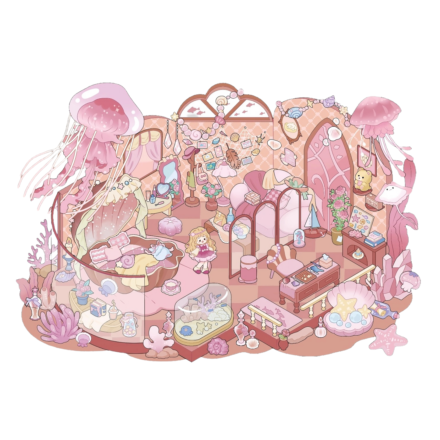 Pokłon Róży | Scene Garden Seria 7.0 | Naklejki Sceniczne, 3D Naklejki Miniaturowe Sceny, Naklejki DIY Przeciwlękowe, Naklejki Do Tworzenia Sceny, Naklejki DIY