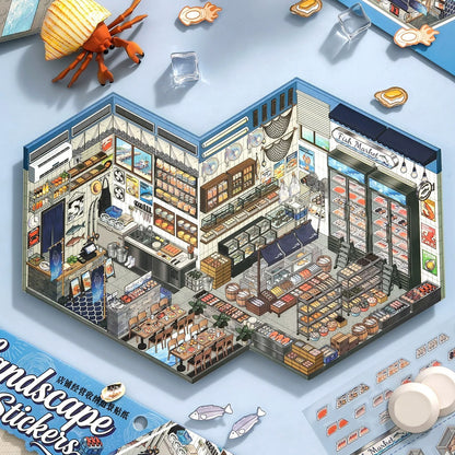 Stock Theme Vol. 4 | Seafood Shop | Scene Magic 20.0 Series | Sticker Scene, 3D Miniature Scene Stickers, stress-relief DIY stickers, Scene-setting Stickers