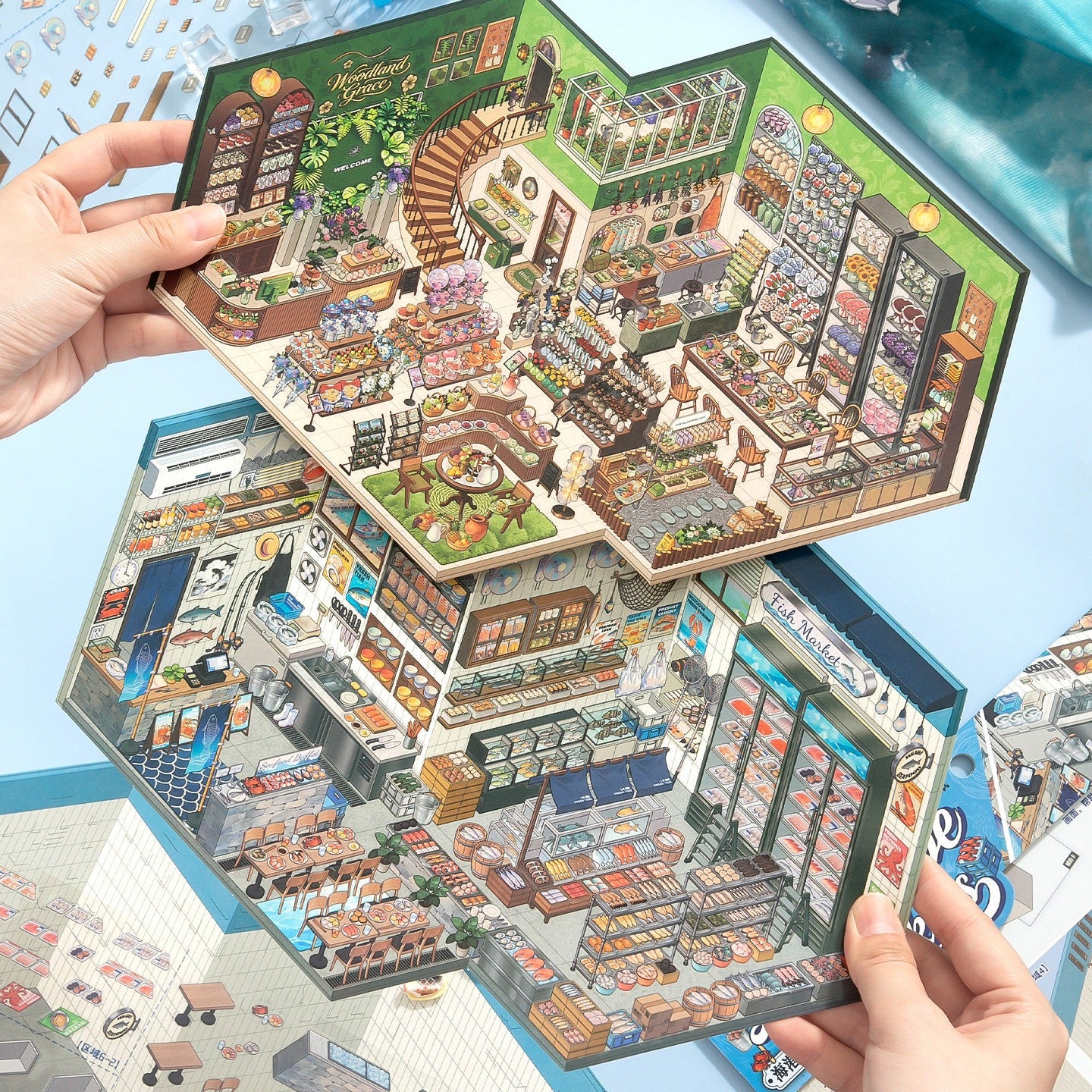 Stock Theme Vol. 4 | Seafood Shop | Scene Magic 20.0 Series | Sticker Scene, 3D Miniature Scene Stickers, stress-relief DIY stickers, Scene-setting Stickers