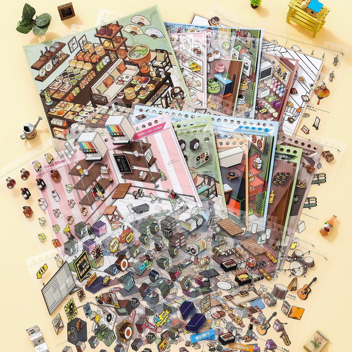 Stock Theme Vol. 5 & 6 | Fresh Fruit Market | Sticker Scene, 3D Miniature Scene Stickers, stress-relief DIY stickers, Scene-setting Stickers