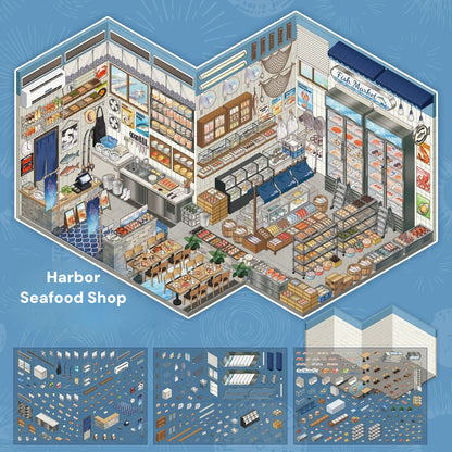 Stock Theme Vol. 4 | Seafood Shop | Scene Magic 20.0 Series | Sticker Scene, 3D Miniature Scene Stickers, stress-relief DIY stickers, Scene-setting Stickers