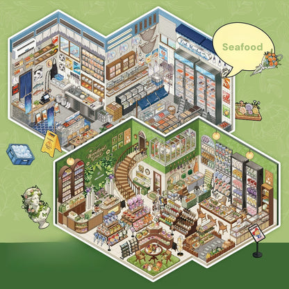 Stock Theme Vol. 4 | Seafood Shop | Scene Magic 20.0 Series | Sticker Scene, 3D Miniature Scene Stickers, stress-relief DIY stickers, Scene-setting Stickers