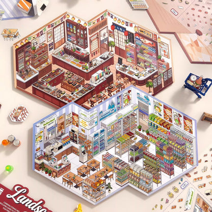 Motyw żywnościowy w skarpetkach | Duży rozmiar | Seria Scene Magic 10.0 | Naklejki Scen, Naklejki 3D Miniatury Scen, Naklejki DIY ulatniające stres, Naklejki do układania scen