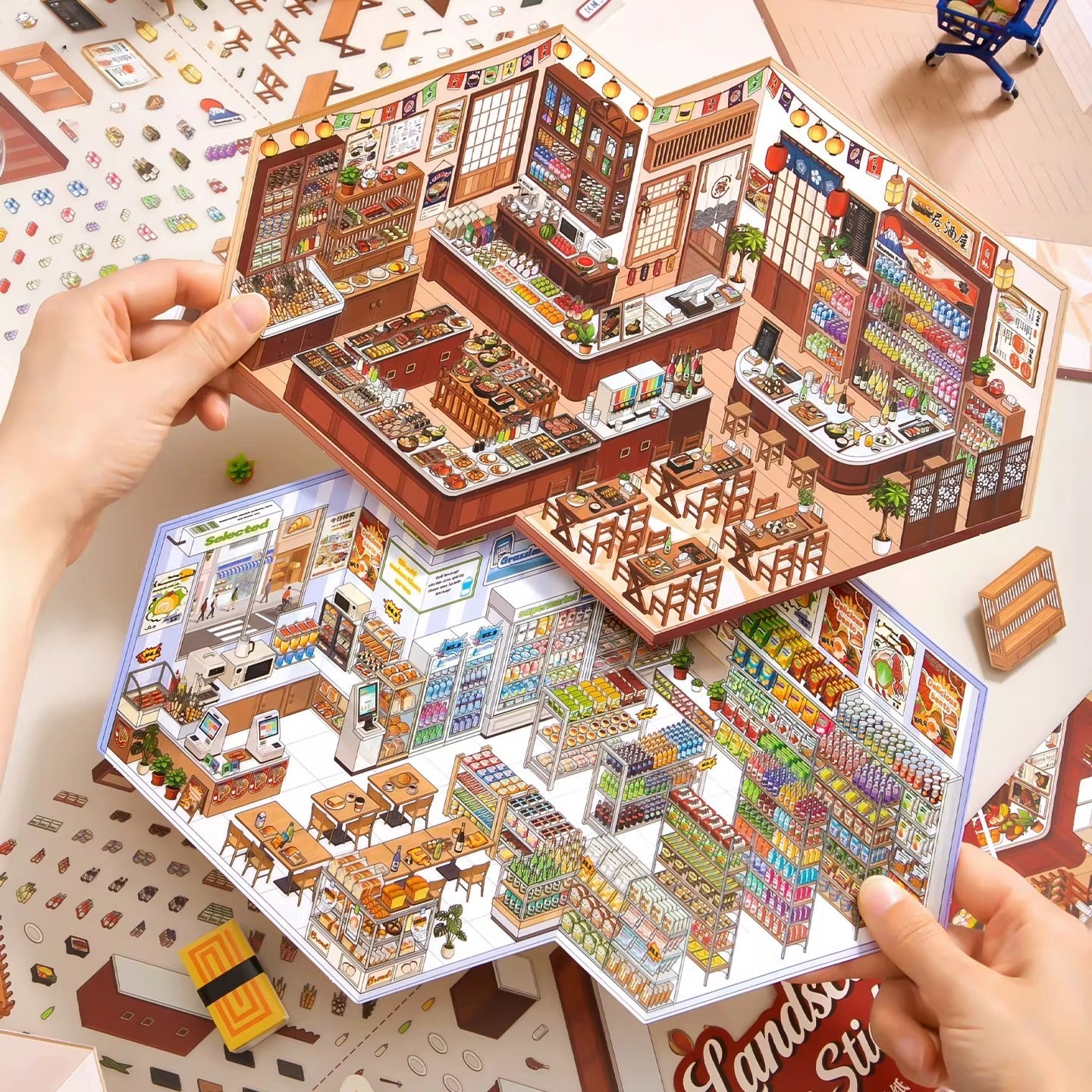 Motyw żywnościowy w skarpetkach | Duży rozmiar | Seria Scene Magic 10.0 | Naklejki Scen, Naklejki 3D Miniatury Scen, Naklejki DIY ulatniające stres, Naklejki do układania scen