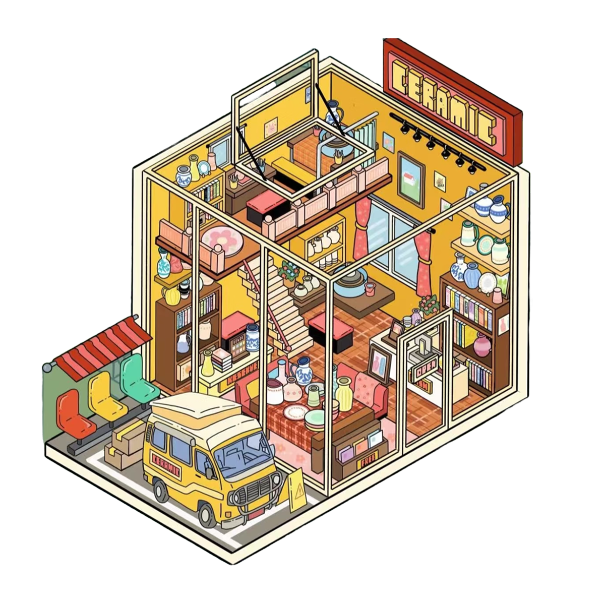 Mini Scenes Sticker Miniature Scene Sticker - YYBB ART SHOP