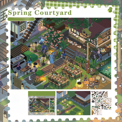 Stories Under The Eaves | Snowy Hot Spring Retreat | Big Size | Scene Garden 26.0 Series | Sticker Scene, 3D Miniature Scene Stickers, Stress-Relief DIY Stickers, Scene-Setting Stickers, DIY Stickers