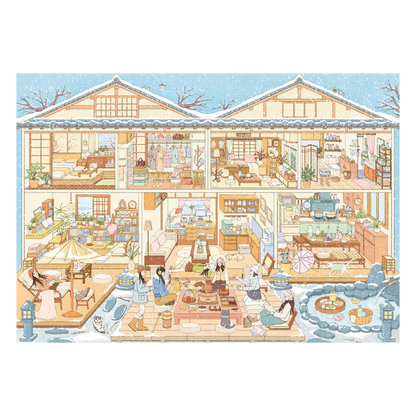 Stories Under The Eaves | Snowy Hot Spring Retreat | Big Size | Scene Garden 26.0 Series | Sticker Scene, 3D Miniature Scene Stickers, Stress-Relief DIY Stickers, Scene-Setting Stickers, DIY Stickers
