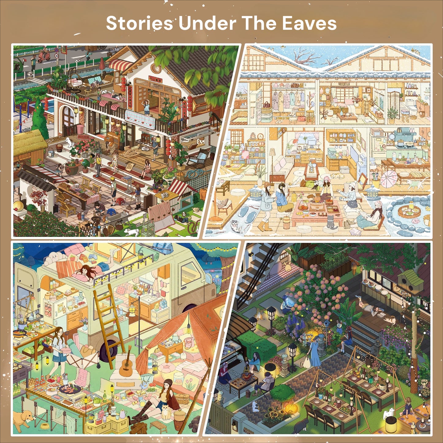 Stories Under The Eaves | Snowy Hot Spring Retreat | Big Size | Scene Garden 26.0 Series | Sticker Scene, 3D Miniature Scene Stickers, Stress-Relief DIY Stickers, Scene-Setting Stickers, DIY Stickers