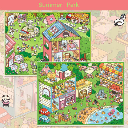 Summer Park | Pocket Scene Series 7.0 | Sticker Scene, 3D Miniature Scene Stickers, Stress-Relief DIY Stickers, Scene-Setting Stickers, DIY Stickers