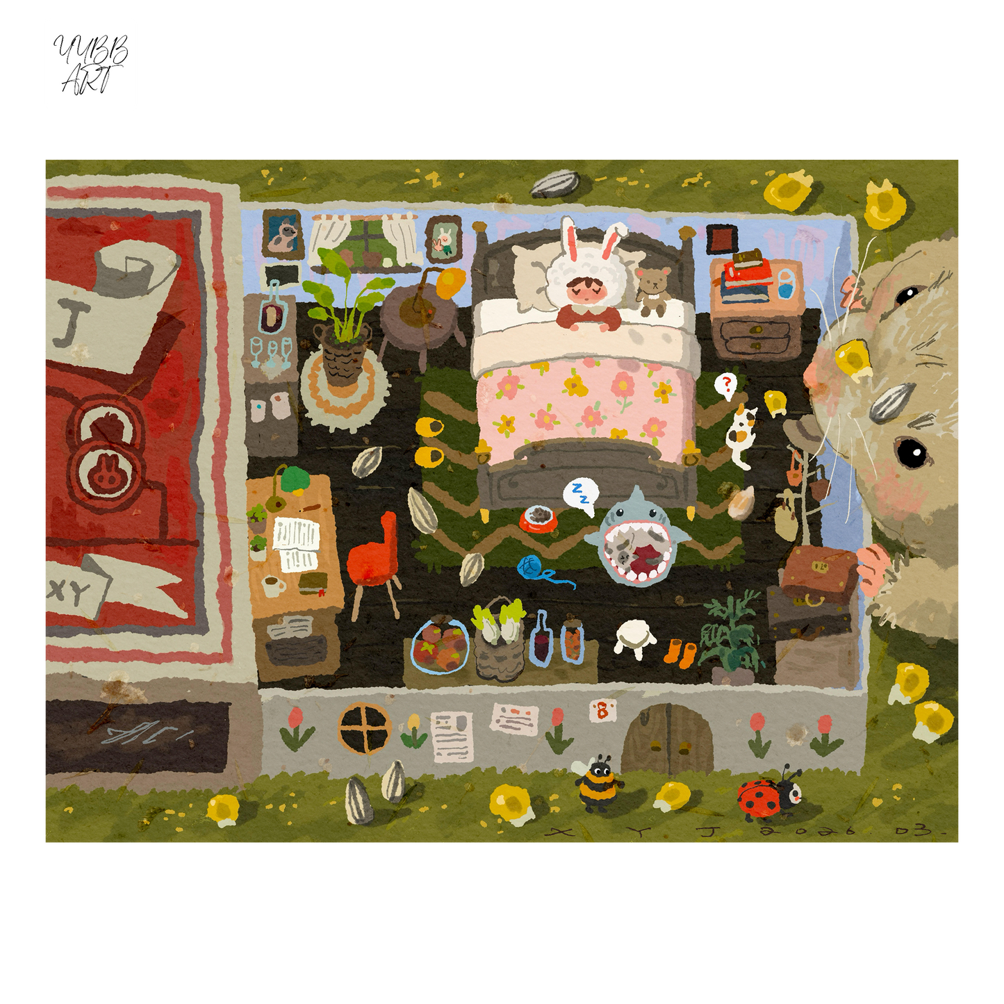 The Sleepwalker | Scene Art 23.0 Series | Sticker Scene, 3D Miniature Scene Stickers, Stress-Relief DIY Stickers, Scene-Setting Stickers