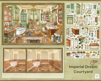 Vintage Theme | Big Size | Scene Garden 30.0 Series | Sticker Scene, 3D Miniature Scene Stickers, Stress-Relief DIY Stickers, Scene-Setting Stickers, DIY Stickers