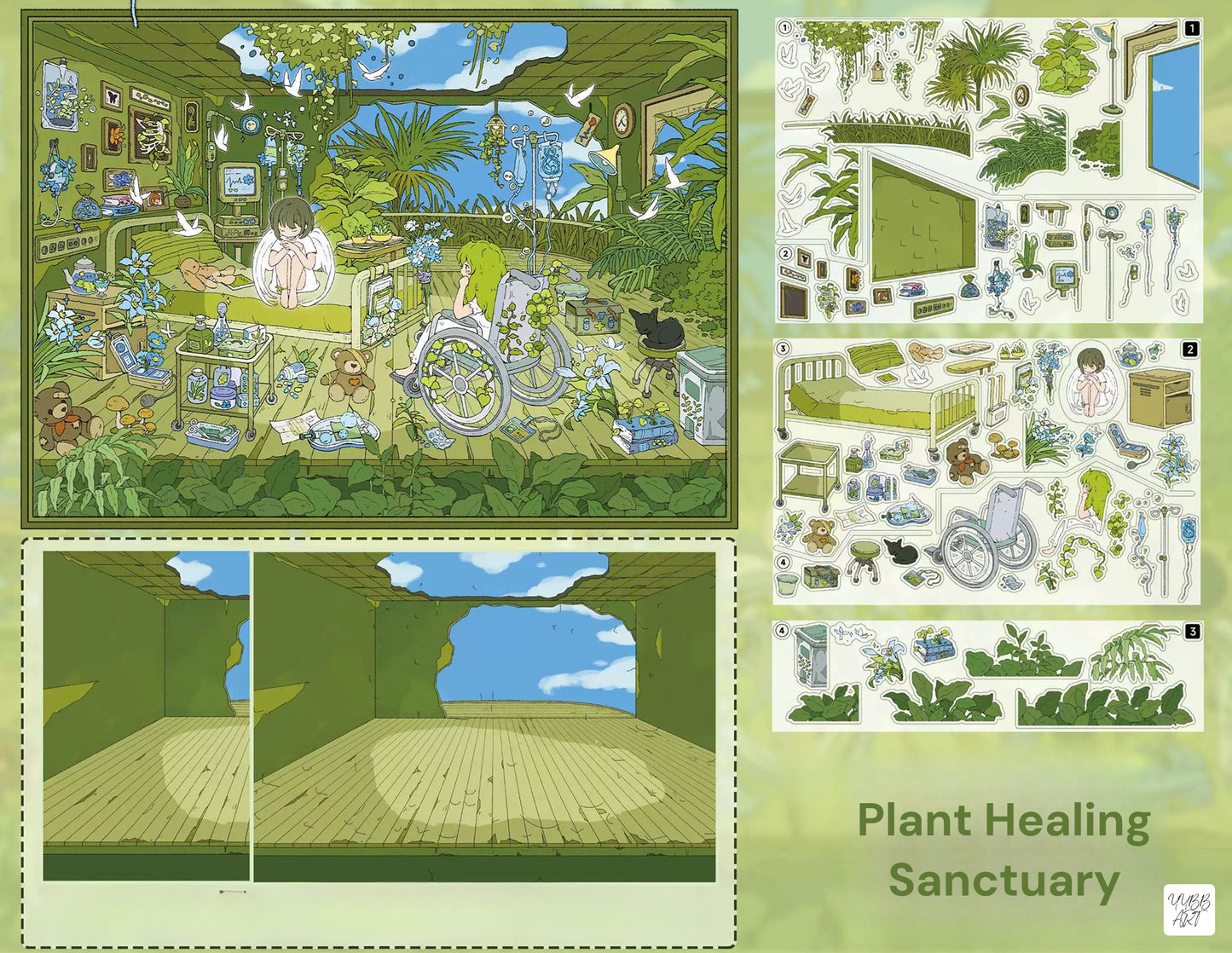 Vintage Theme | Big Size | Scene Garden 30.0 Series | Sticker Scene, 3D Miniature Scene Stickers, Stress-Relief DIY Stickers, Scene-Setting Stickers, DIY Stickers